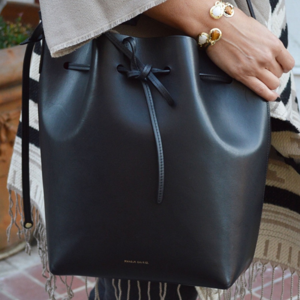 Mansur Gavriel Large Black Bucket Bag, used 2x